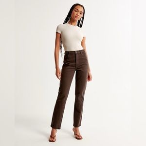 Abercrombie sz14 dark brown ultra high rise 90s straight denim